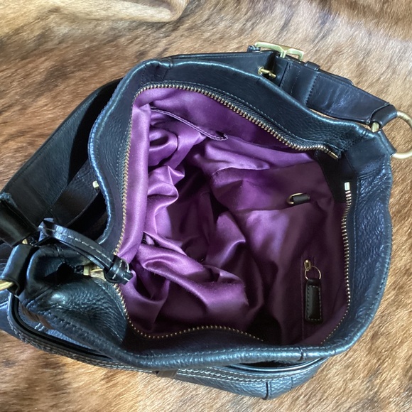 Beautiful Authentic Coach Black Pebbled Leather Satchel Shoulder Carry Handbag - Picture 9 of 12